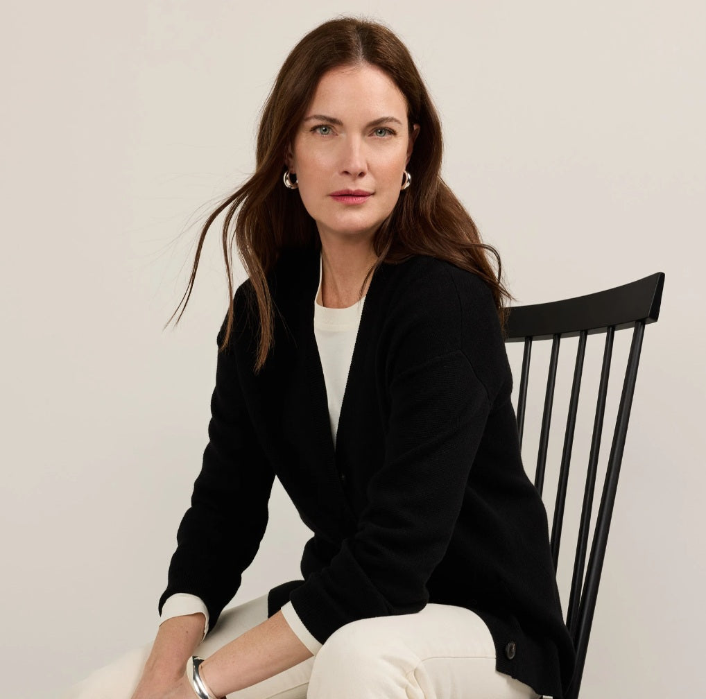 RELAXED MERINO CARDIGAN<br>BLACK