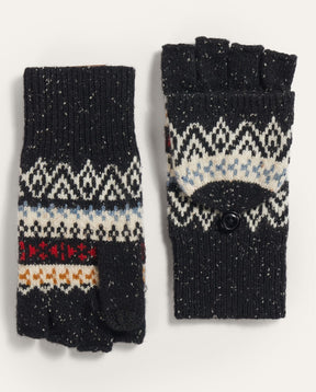 LAMBSWOOL CONVERTIBLE MITTENS<br>FAIRISLE BLACK