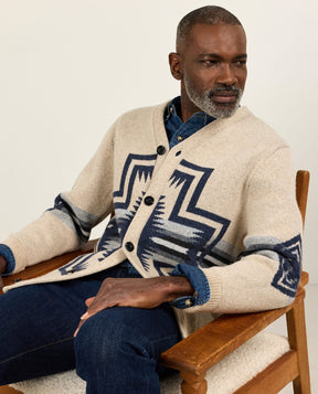HARDING LAMBSWOOL CARDIGAN<br>HARDING OATMEAL