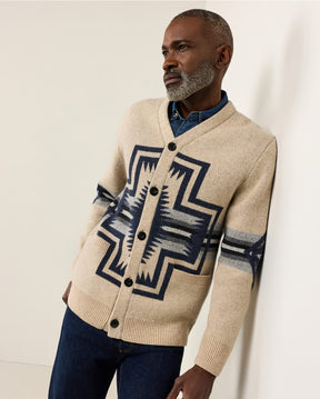 HARDING LAMBSWOOL CARDIGAN<br>HARDING OATMEAL