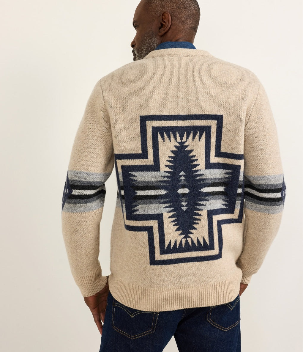 HARDING LAMBSWOOL CARDIGAN<br>HARDING OATMEAL