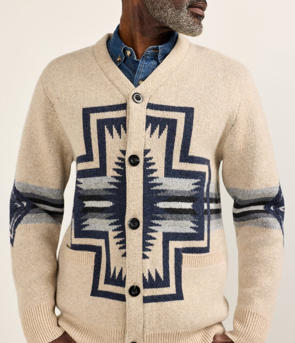 HARDING LAMBSWOOL CARDIGAN<br>HARDING OATMEAL
