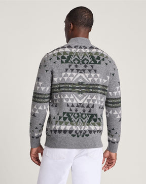 MEN'S AUTUMN BIRCH LAMBSWOOL QUARTER-ZIP SWEATER<br>GREY