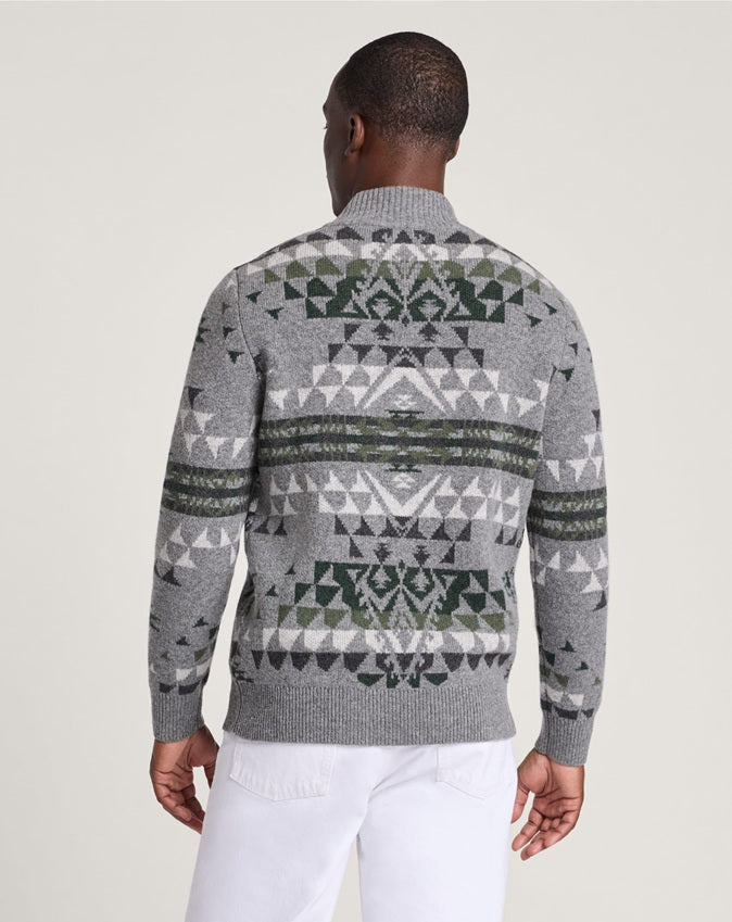 MEN'S AUTUMN BIRCH LAMBSWOOL QUARTER-ZIP SWEATER<br>GREY