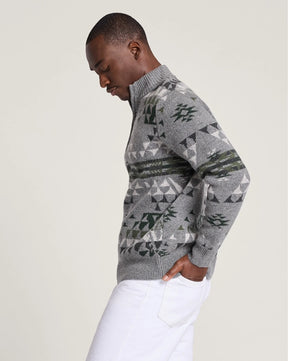 MEN'S AUTUMN BIRCH LAMBSWOOL QUARTER-ZIP SWEATER<br>GREY