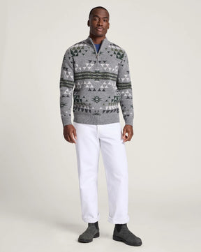 MEN'S AUTUMN BIRCH LAMBSWOOL QUARTER-ZIP SWEATER<br>GREY