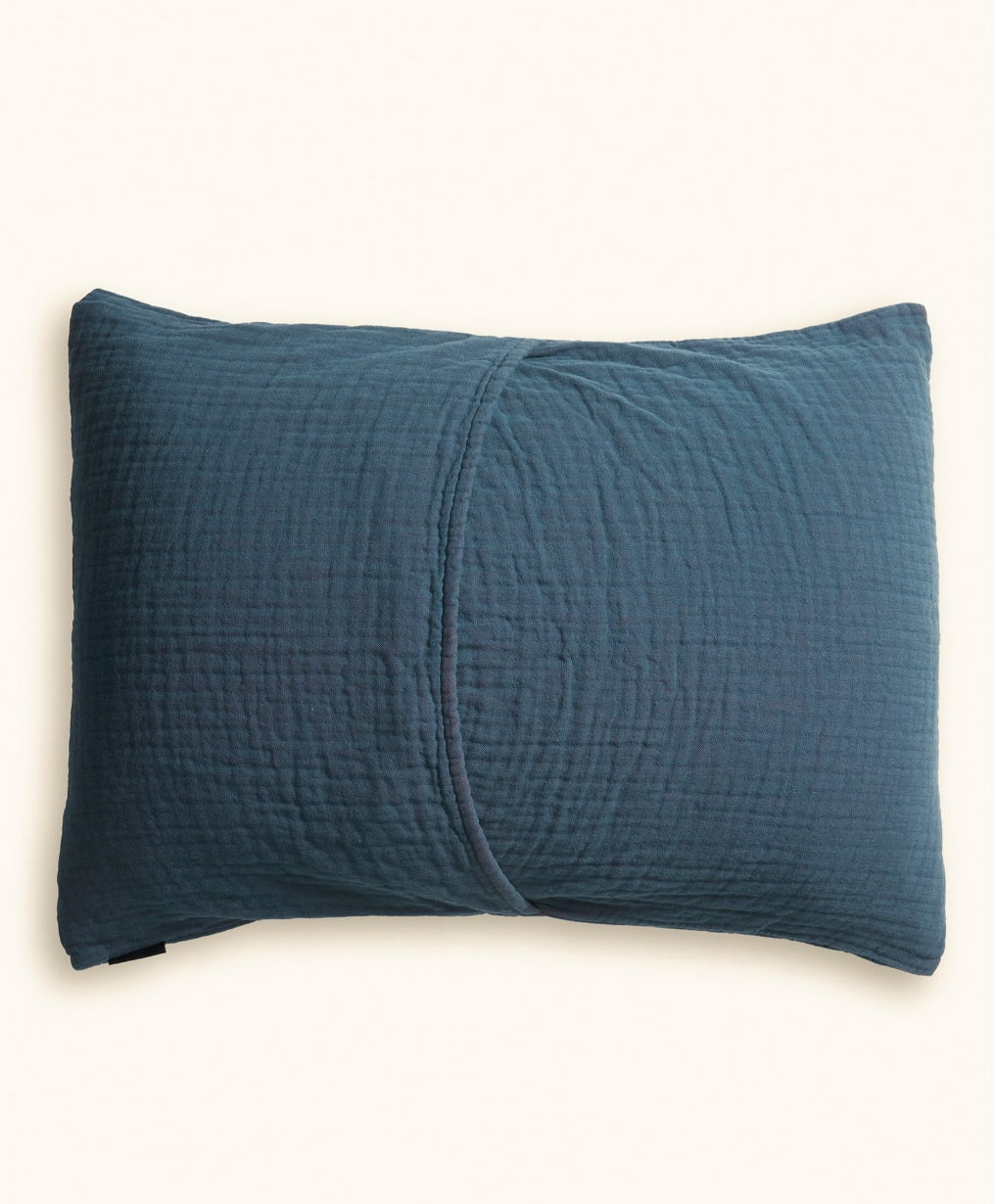 ORGANIC COTTON MATELASSE SHAM<br>QUILTED STAR INDIGO