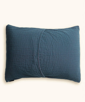 ORGANIC COTTON MATELASSE SHAM<br>QUILTED STAR INDIGO
