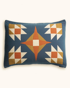 ORGANIC COTTON MATELASSE SHAM<br>QUILTED STAR INDIGO