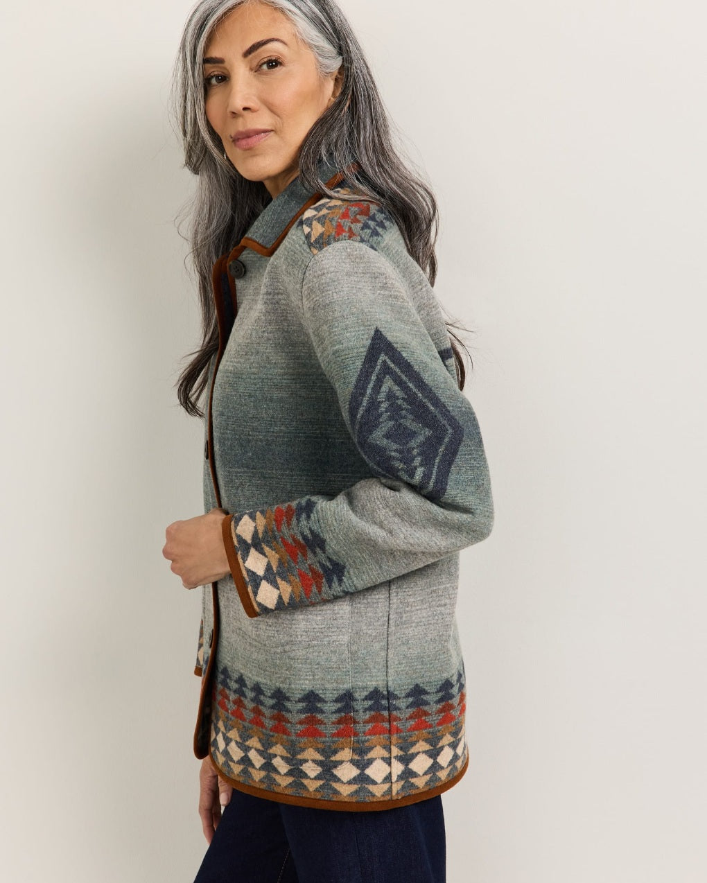 REVERSIBLE WOOL COAT<br>HARDING INDIGO