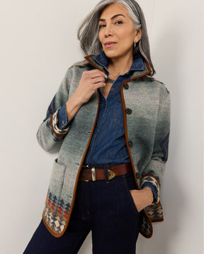 REVERSIBLE WOOL COAT<br>HARDING INDIGO