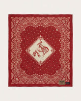 JACQUARD UNNAPPED THROW<br>RODEO SPIRIT RED