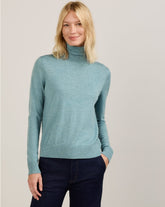 WOMEN'S MERINO TURTLENECK<br>SEA BLUE