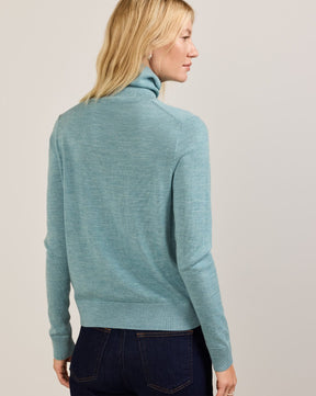 WOMEN'S MERINO TURTLENECK<br>SEA BLUE