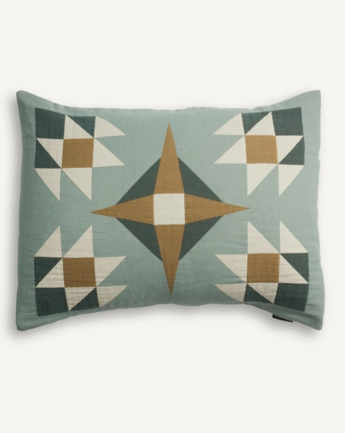 ORGANIC COTTON MATELASSE SHAM<br>QUILTED STAR SHALE