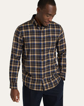 MEN'S SIR PENDLETON MERINO SHIRT<br>BROWN/BLUE PLAID