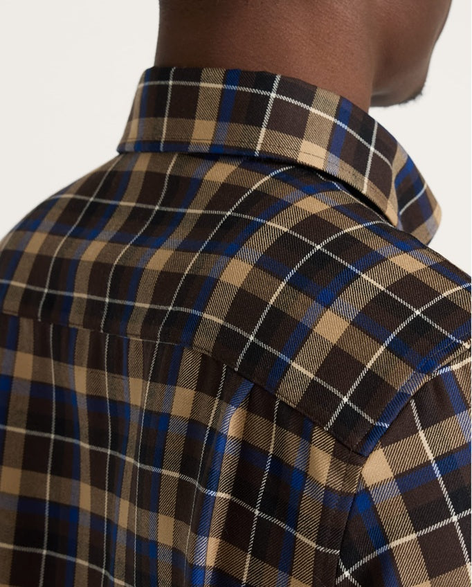 MEN'S SIR PENDLETON MERINO SHIRT<br>BROWN/BLUE PLAID