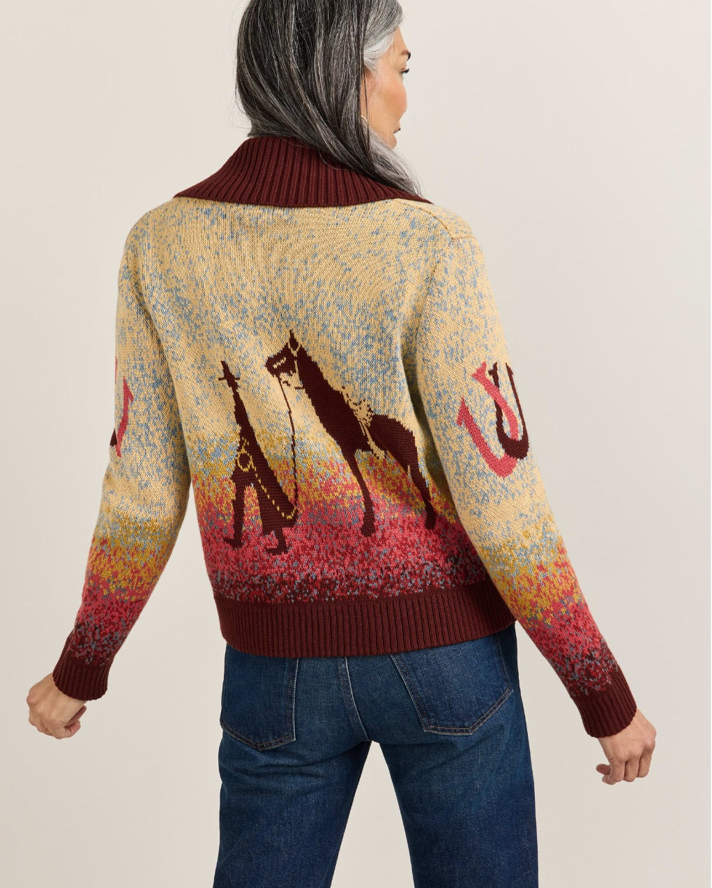 WESTERN SCENIC CARDIGAN<br>SUNRISE OMBRE