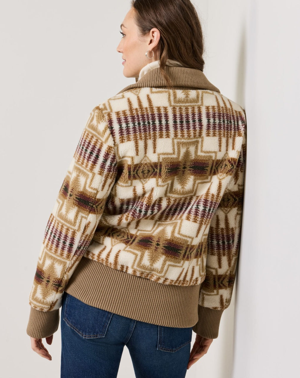 FOXGLOVE FLEECE BOMBER<br>TAN/IVORY HARDING