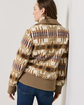 FOXGLOVE FLEECE BOMBER<br>TAN/IVORY HARDING