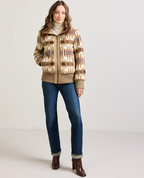 FOXGLOVE FLEECE BOMBER<br>TAN/IVORY HARDING