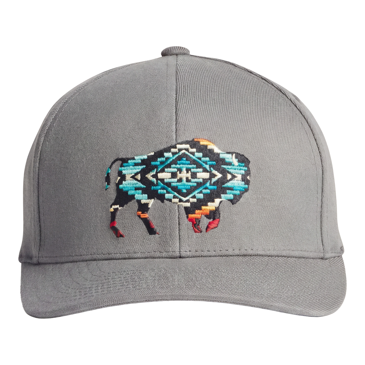 BISON EMBROIDERED HAT<br>GREY HEATHER