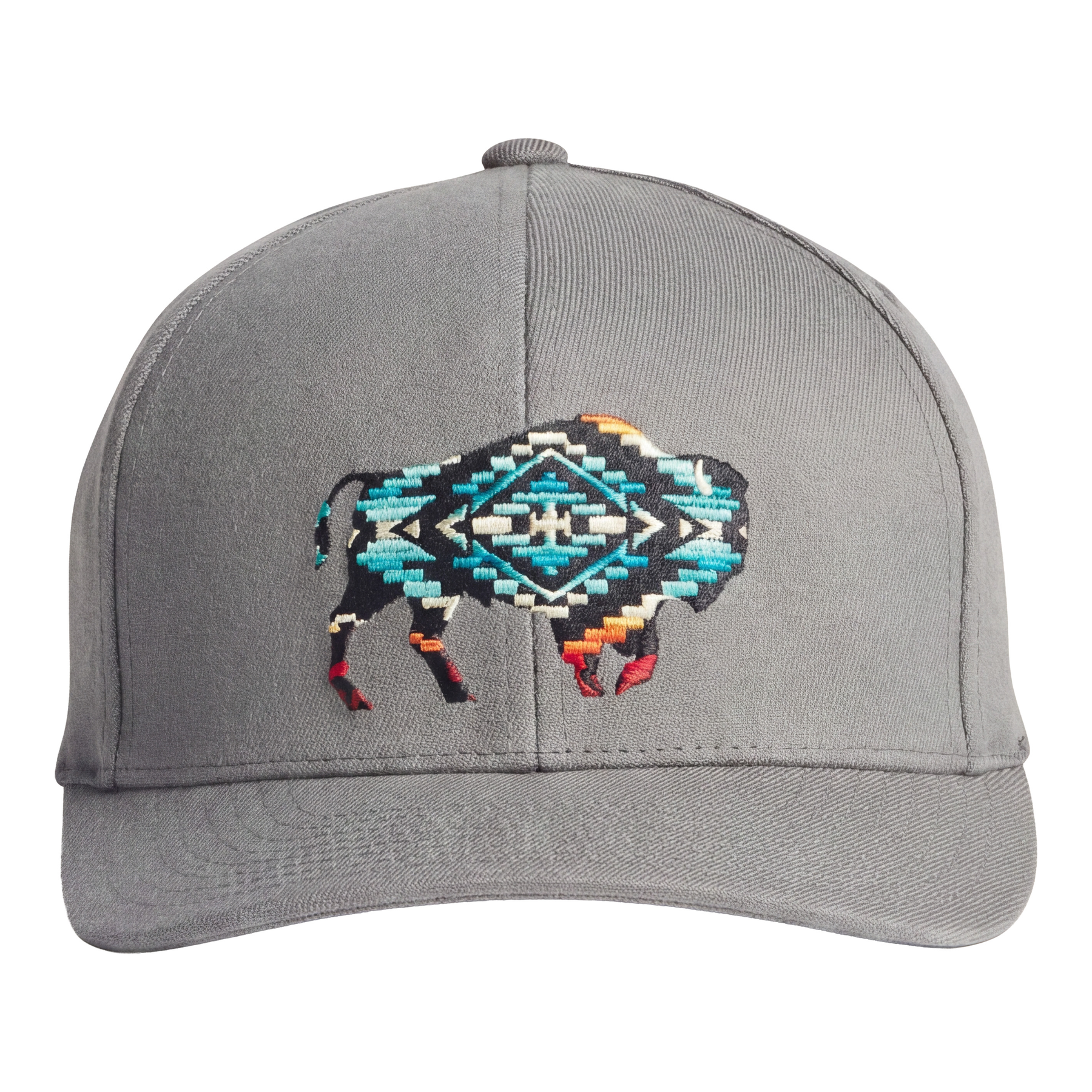 BISON EMBROIDERED HAT<br>GREY HEATHER