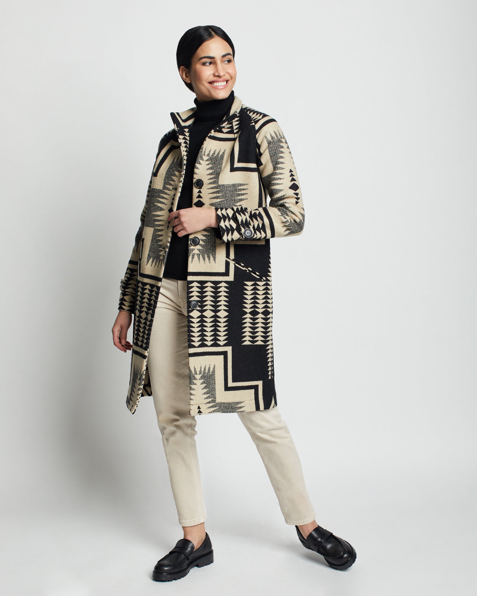 Principles black jacquard coat sale