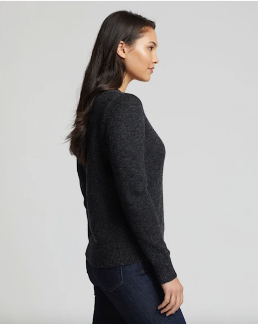 Shetland Crew Pullover Black Heather