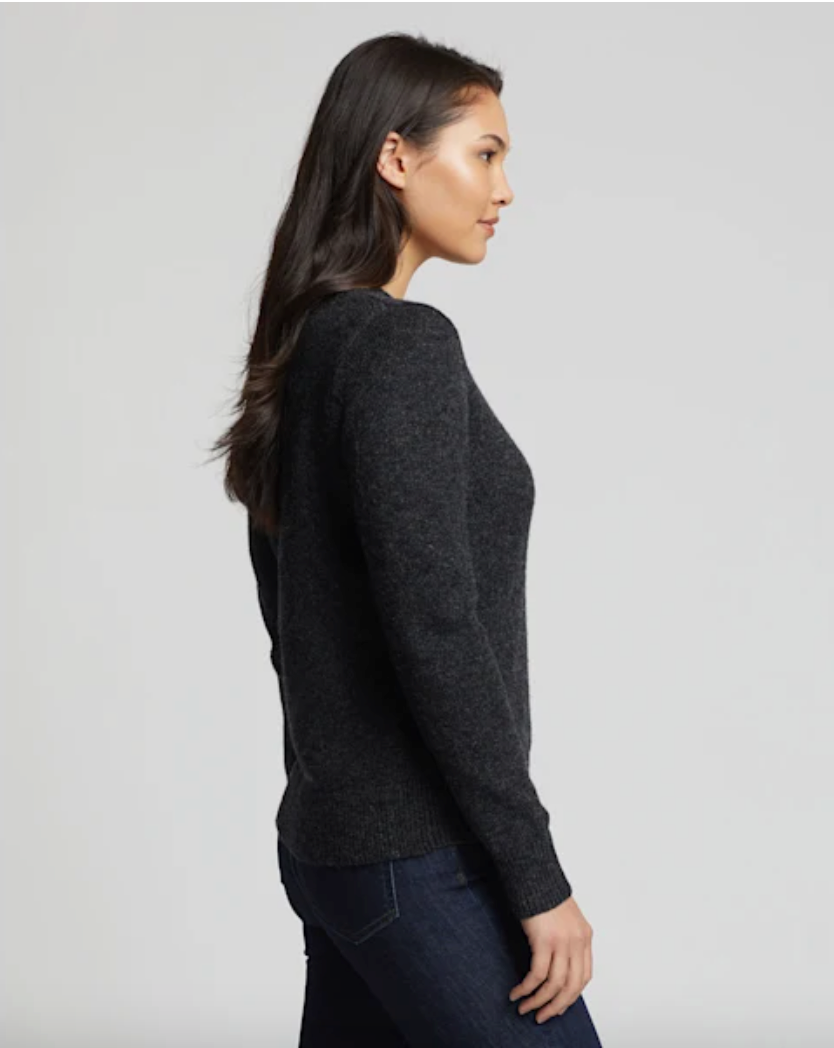 Shetland Crew Pullover<br>Black Heather