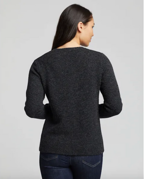 Shetland Crew Pullover <br> Black Heather