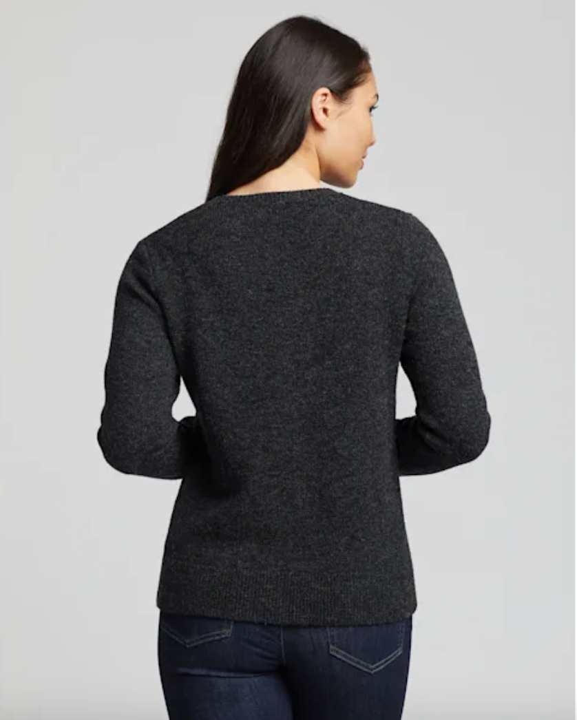 Shetland Crew Pullover <br> Black Heather
