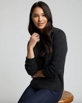 Shetland Crew Pullover <br> Black Heather