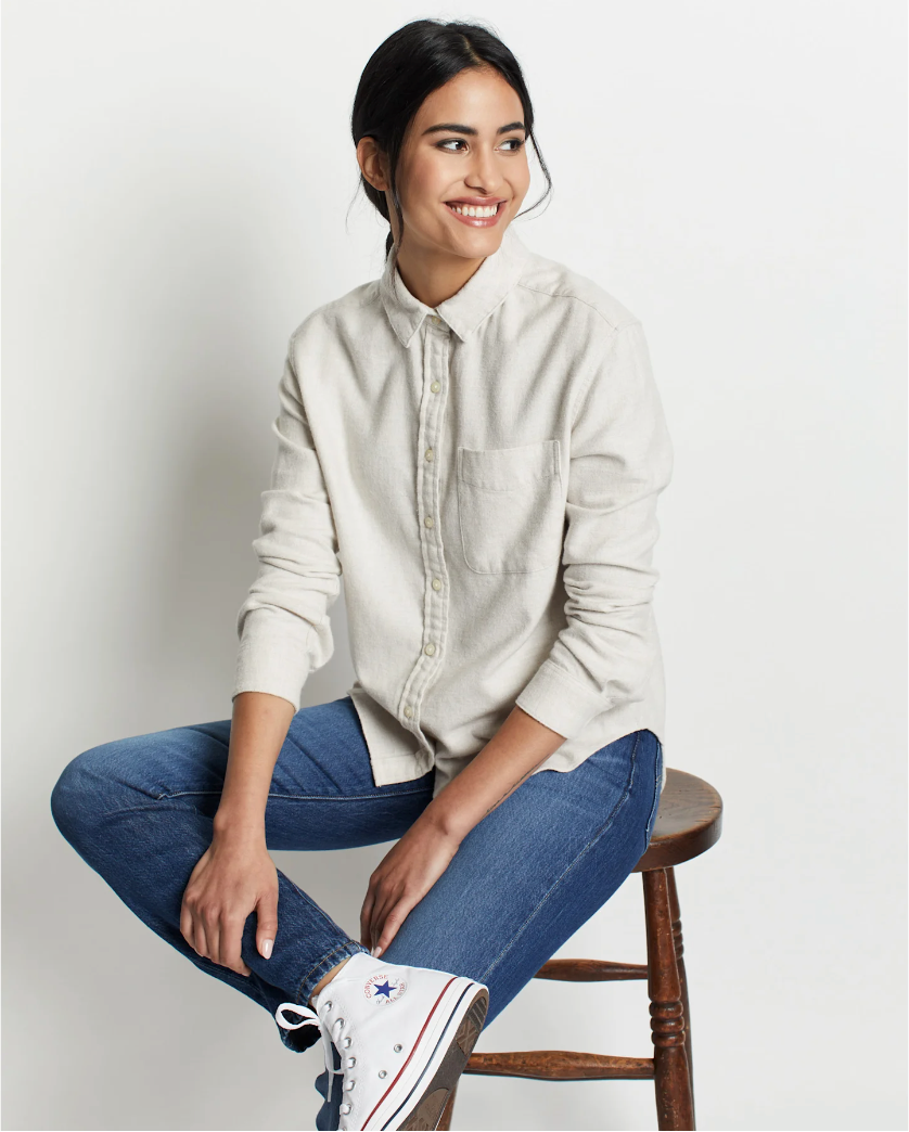 Boyfriend Flannel Shirt <br> Natural