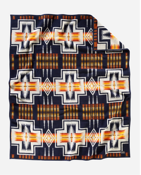 HARDING JACQUARD BLANKET<br>NAVY