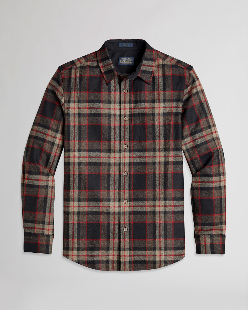 Lodge Shirt <br> Brown Mix Block Plaid