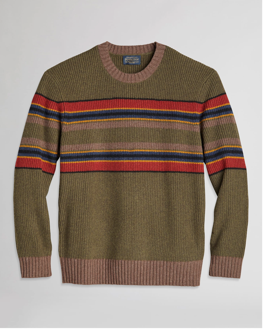 Park Crewneck Sweater <br> Yakima Stripe-Green