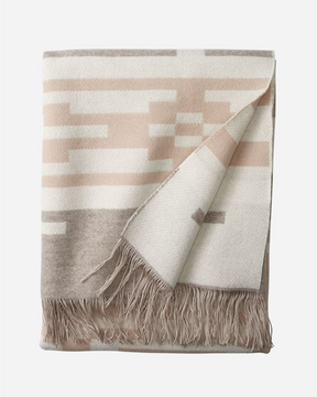 Jacquard Fringed Throw<br>Sandhills Beige