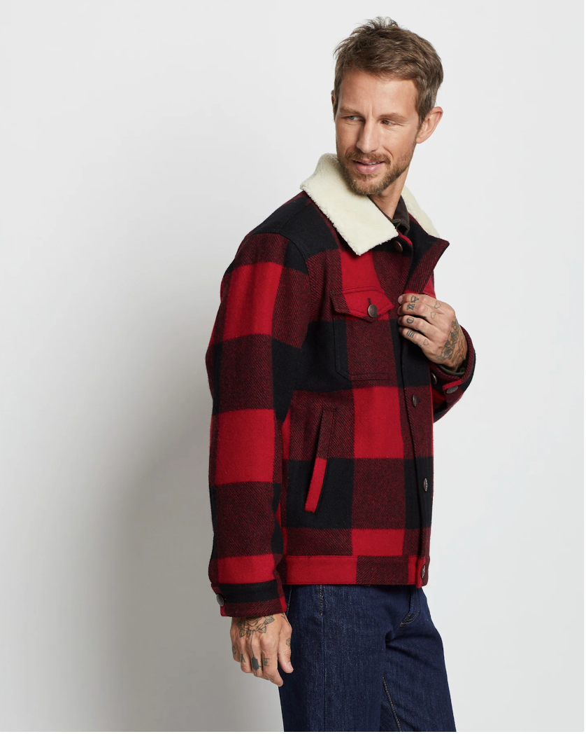 Stadium Cloth Plaid Trucker <br> Red/Black Buffalo Check
