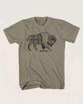 Jacquard Bison Graphic Tee <br> Light Olive/Black